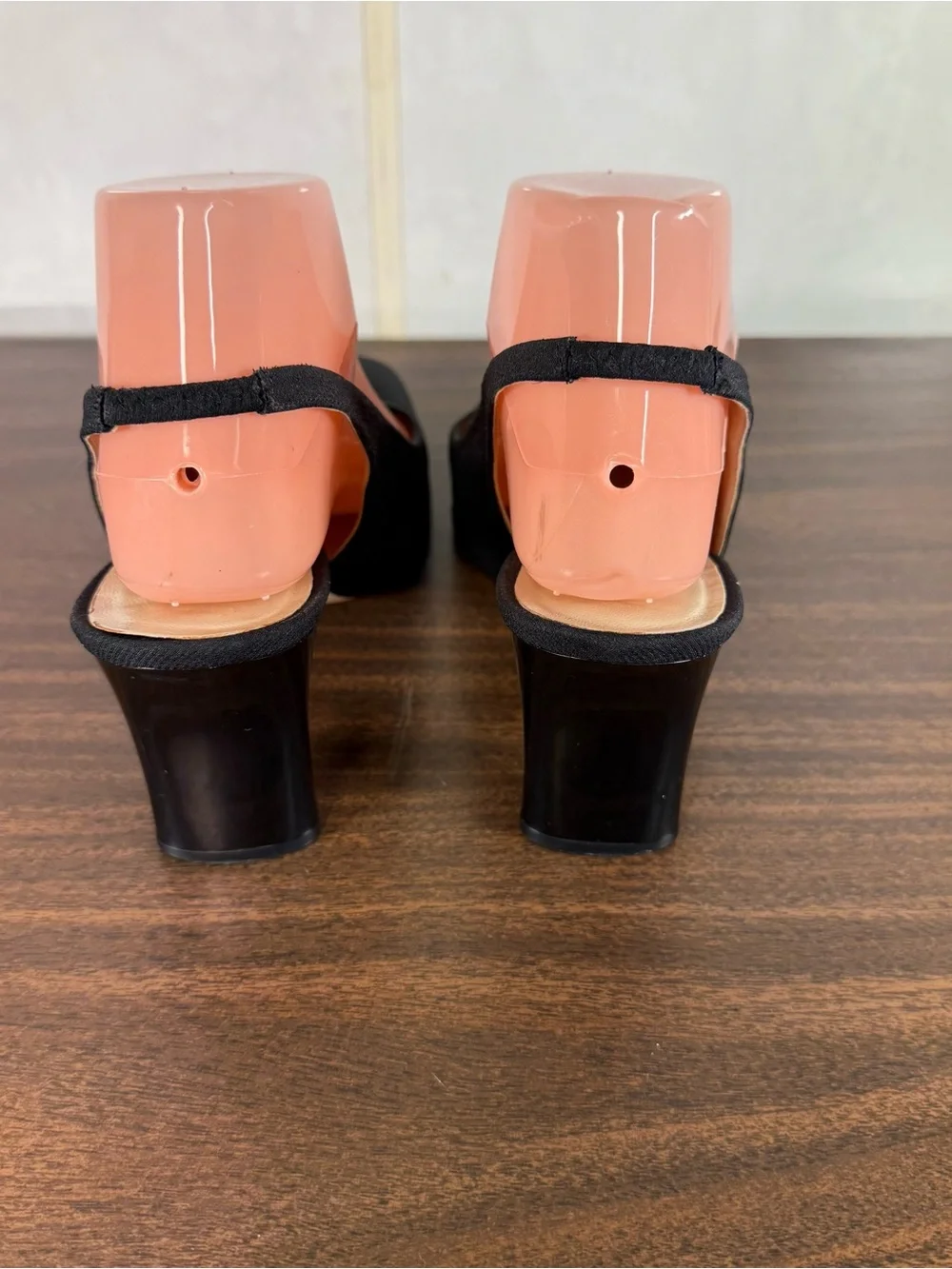 ETIENNE AIGNER Leather 'Melrose' Fabric Slingback Dress Heels~Black~Size 8 M